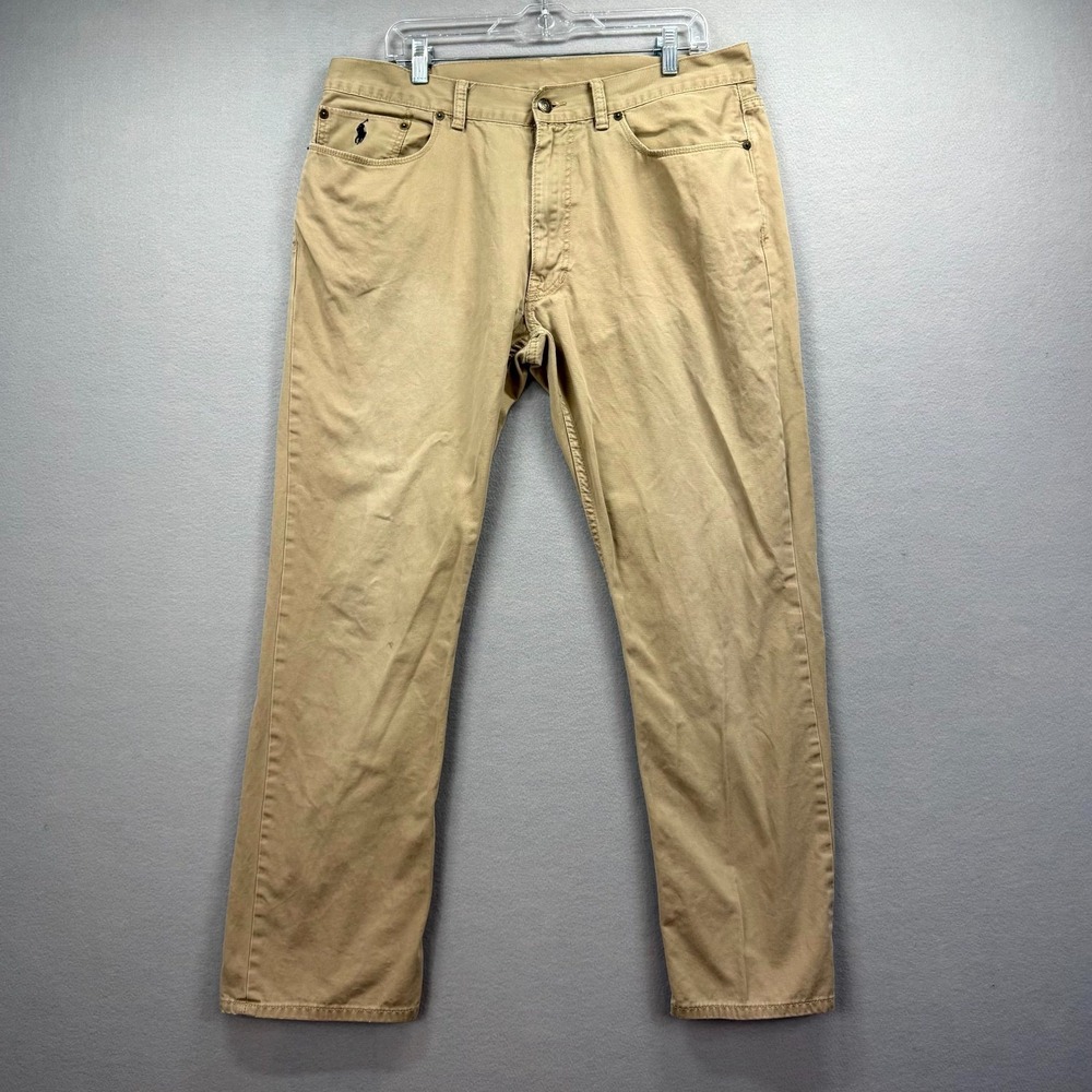 Vintage Polo Ralph Lauren Pants Men 36x30 Beige Chino Canvas 650 Straight Leg